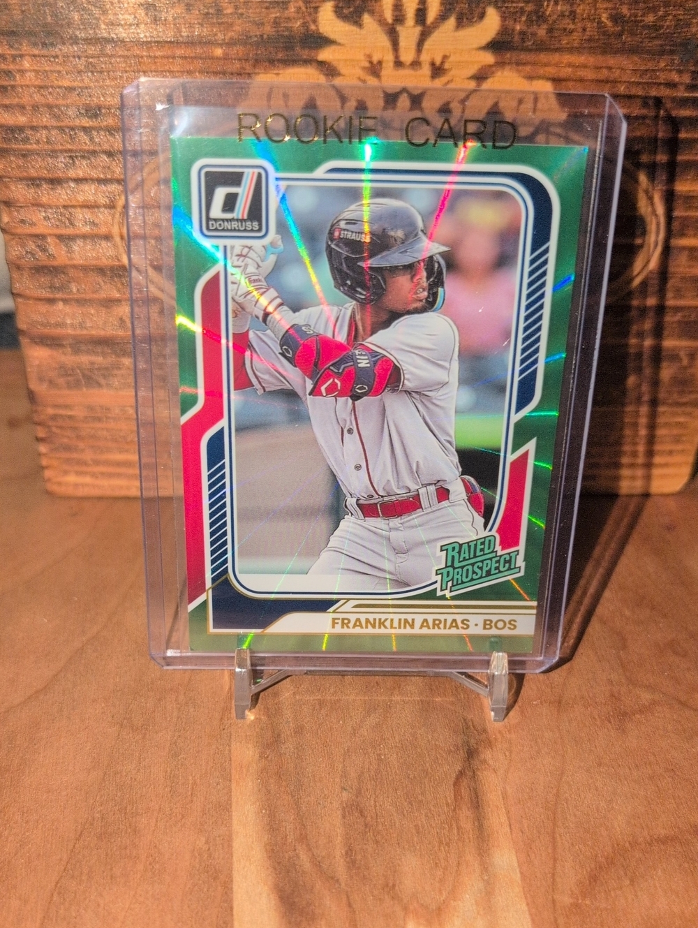 2026 Donruss Franklin Arias Rated Prospect Rookie Card Green Laser Prizm Red Sox